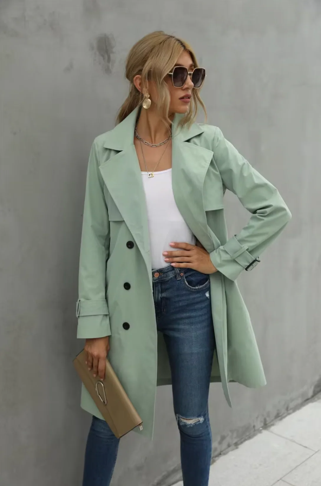 Geraldine | Casual long sleeve trench coat - Image 5
