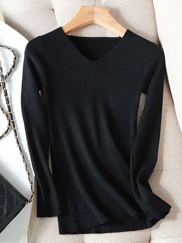 Geraldine | Chic autumn-winter sweater with a V-neck - Image 4