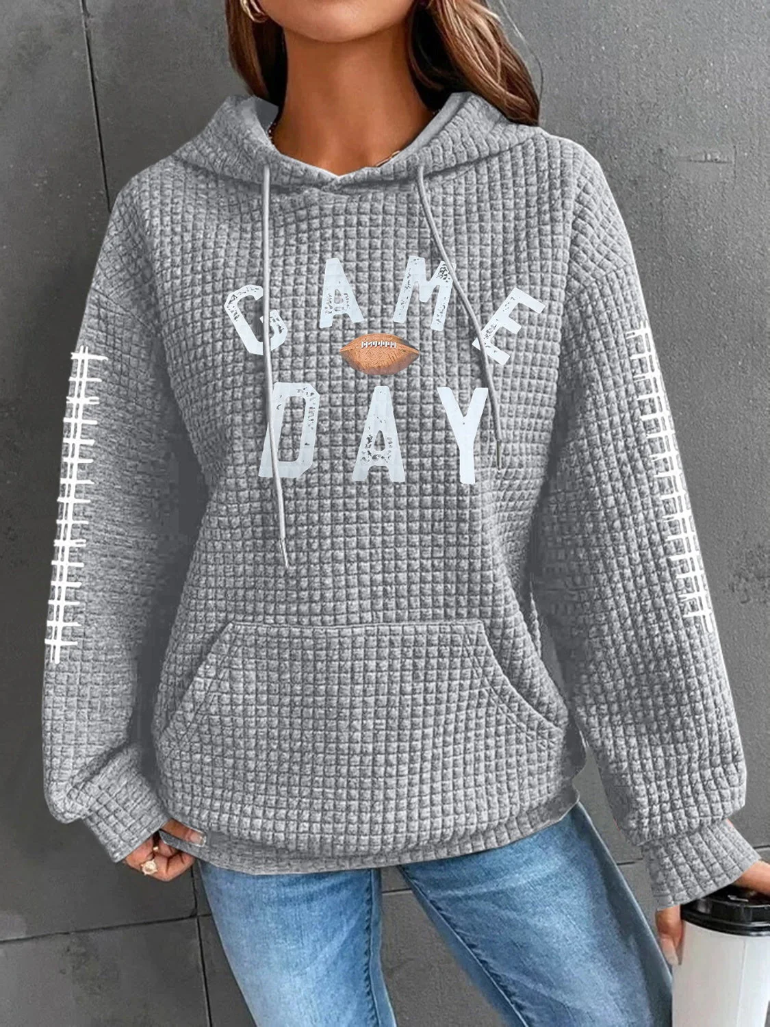 Geraldine | Drawstring football hoodie with long sleeves - Image 4