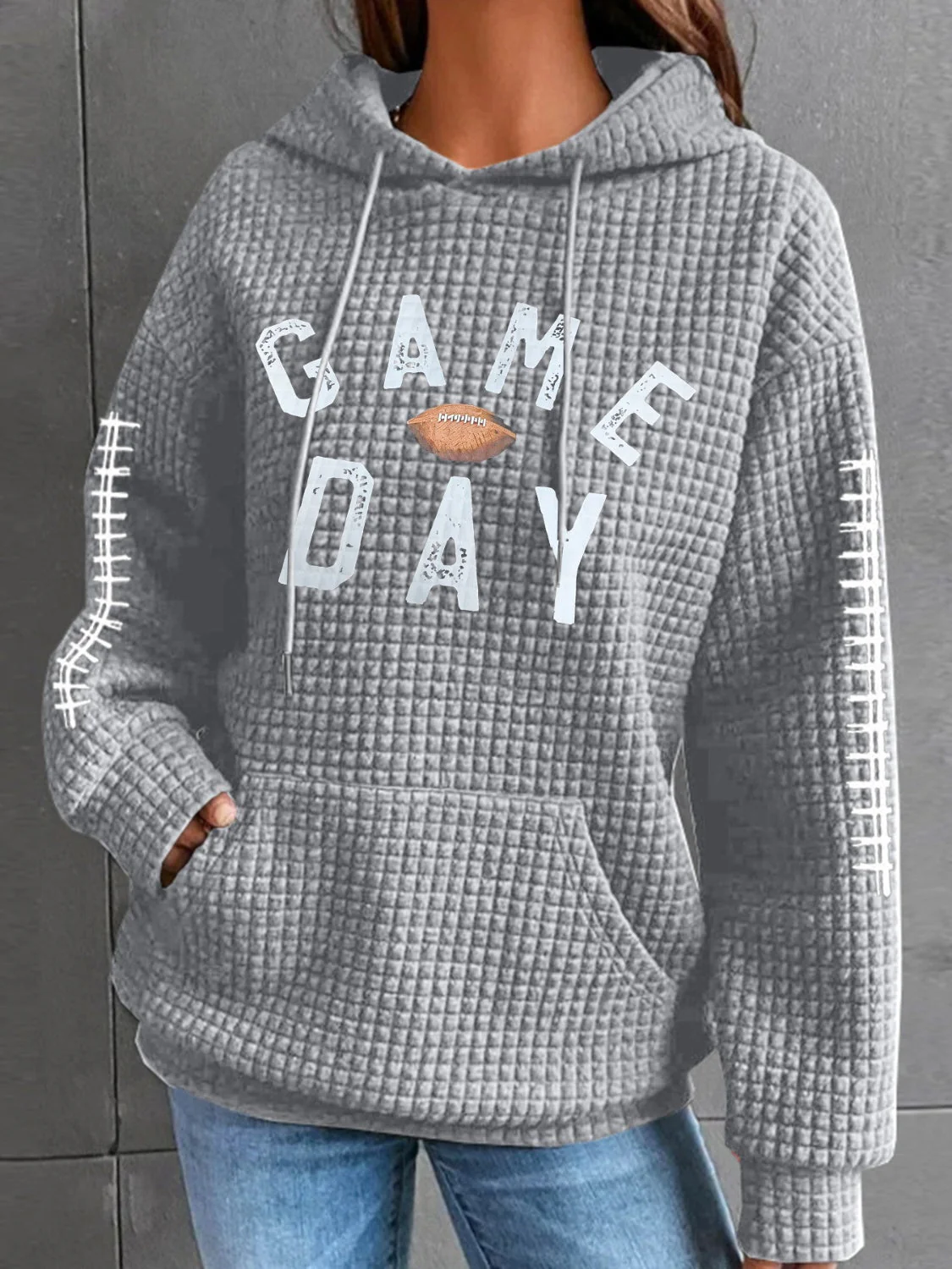 Geraldine | Drawstring football hoodie with long sleeves - Image 6