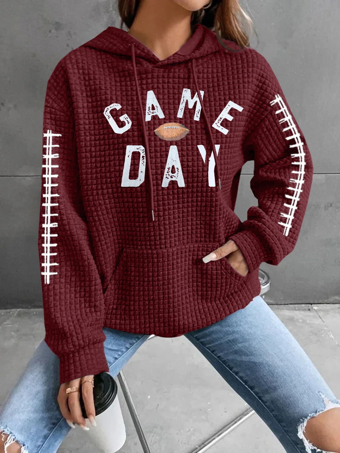 Geraldine | Drawstring football hoodie with long sleeves - Image 7