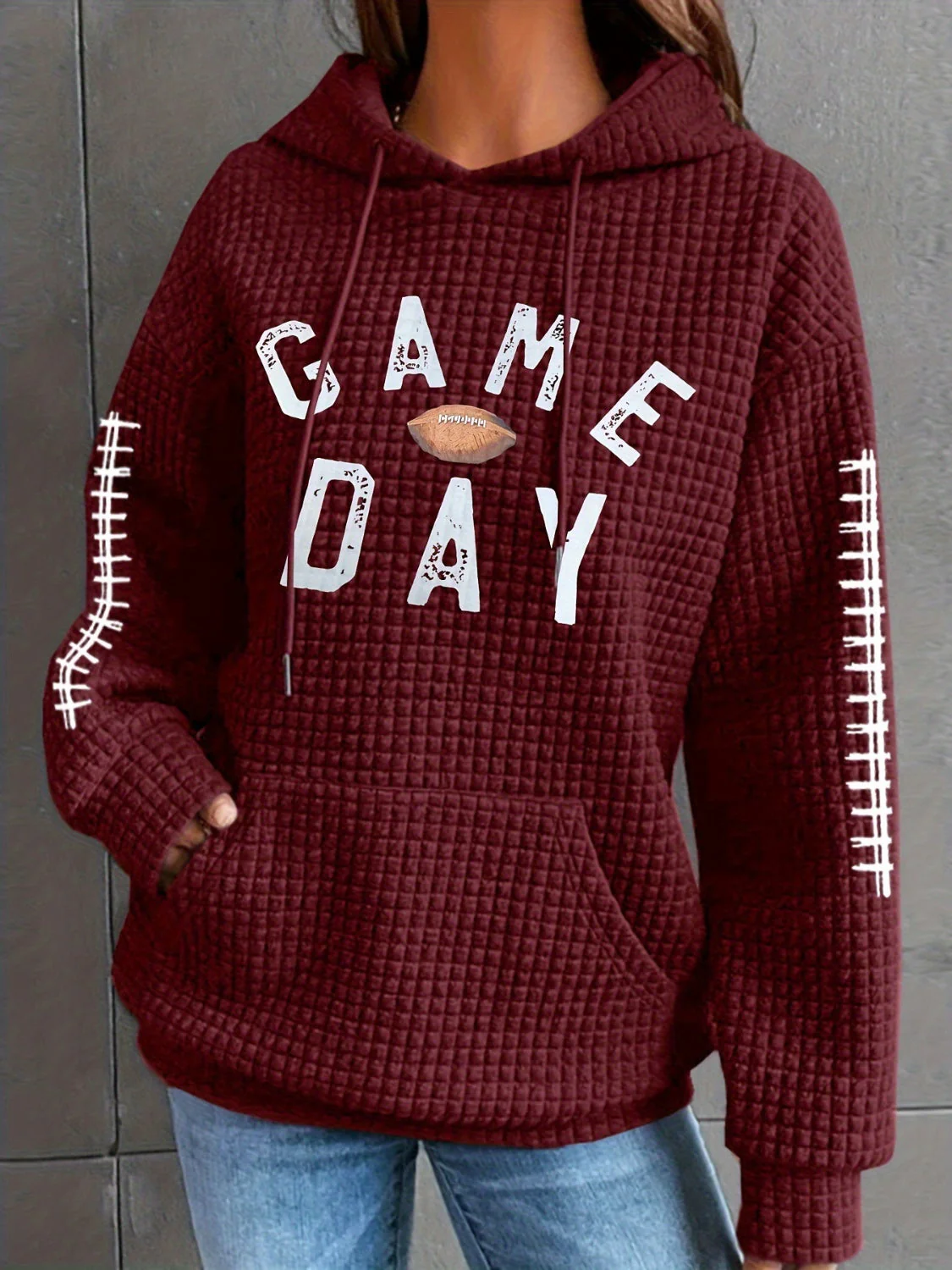 Geraldine | Drawstring football hoodie with long sleeves - Image 8