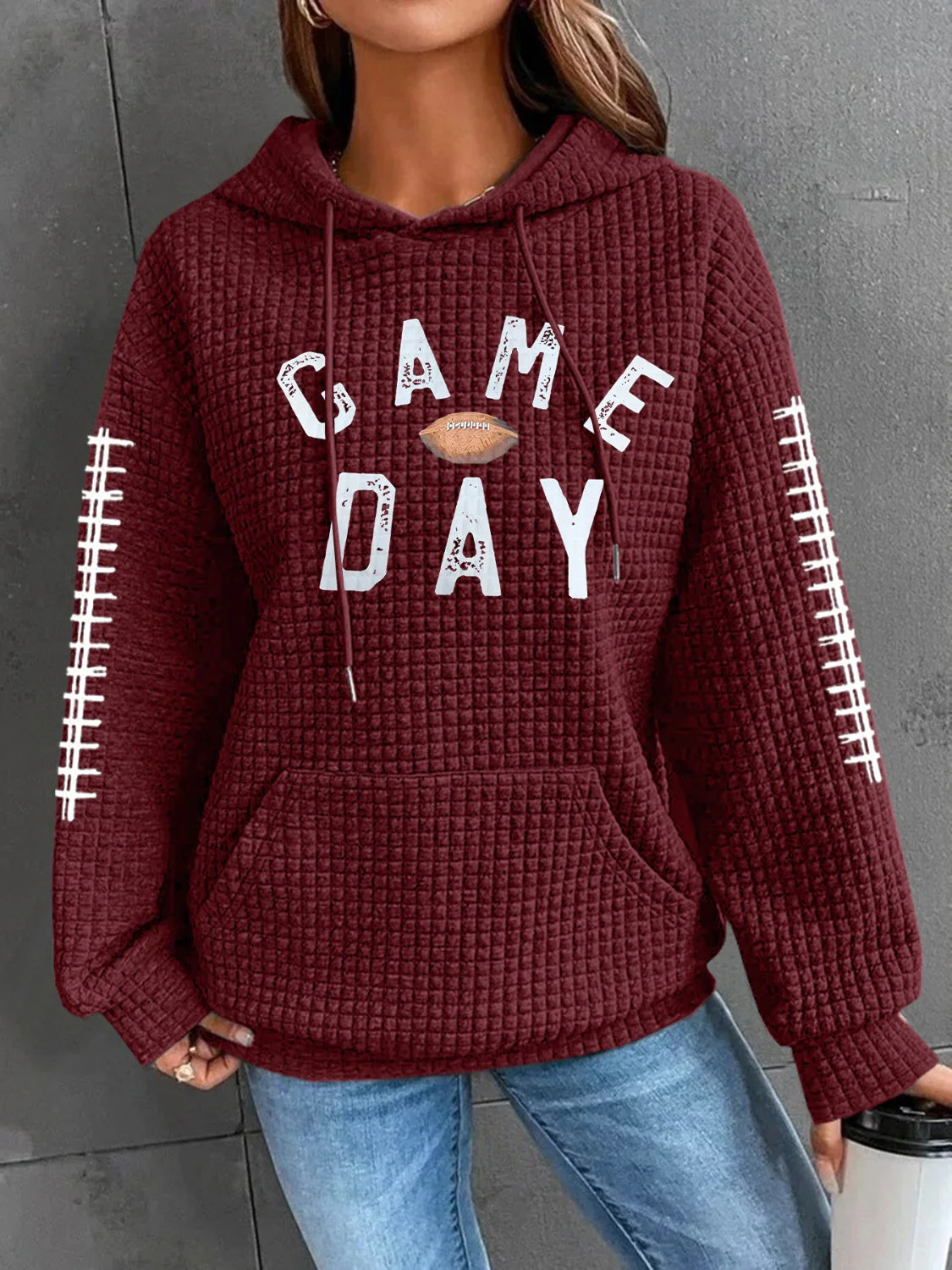 Geraldine | Drawstring football hoodie with long sleeves - Image 9