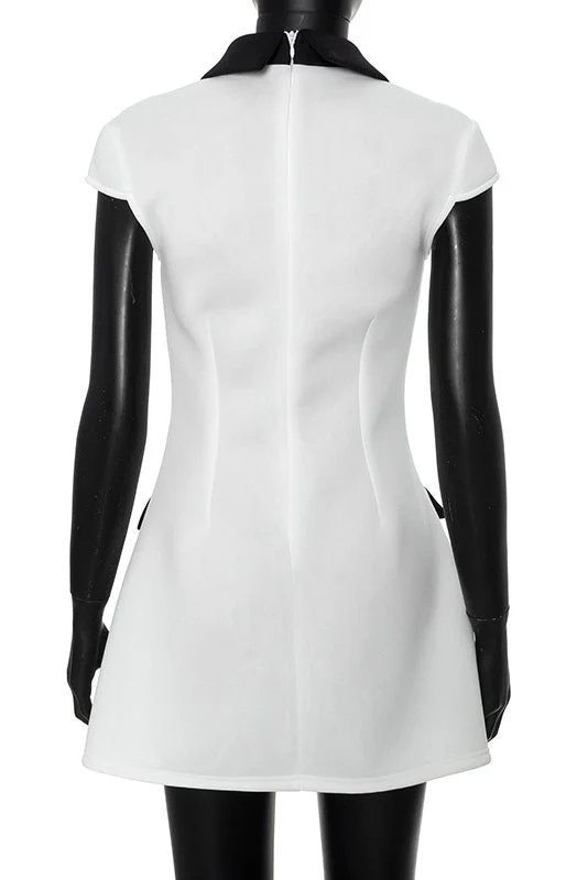 Geraldine® | Polyester Cap Sleeve Mini Dress With Contrasting Colour - Image 7