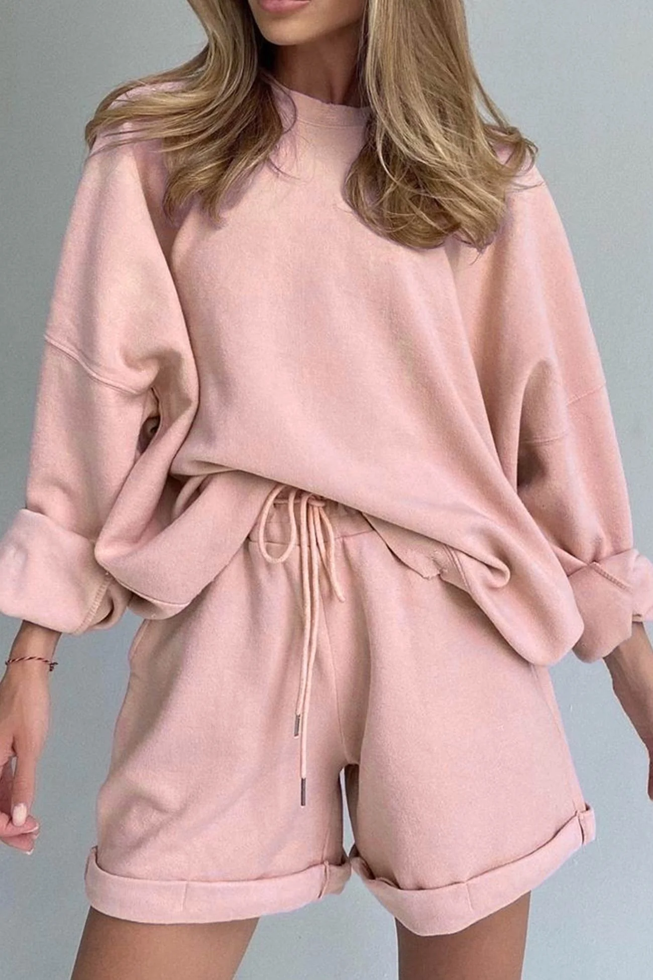 Gerda | Crew neck sweatshirt shorts set