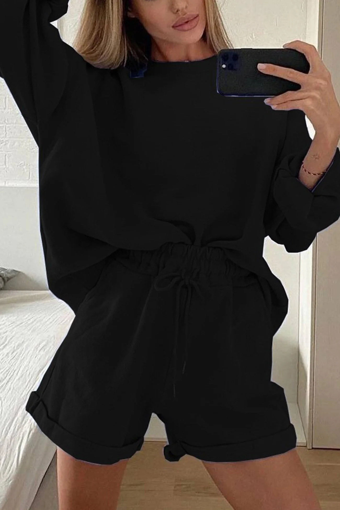 Gerda | Crew neck sweatshirt shorts set - Image 18