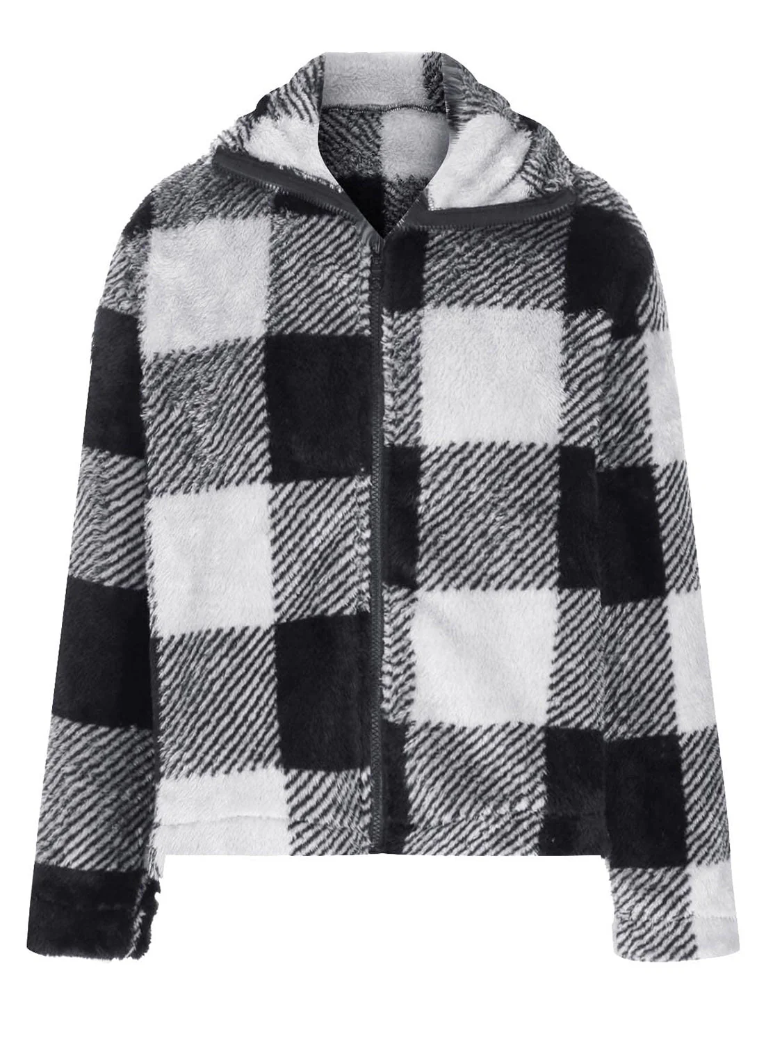 Gertrud | Checked jacket with long sleeves and full size zip - Image 2