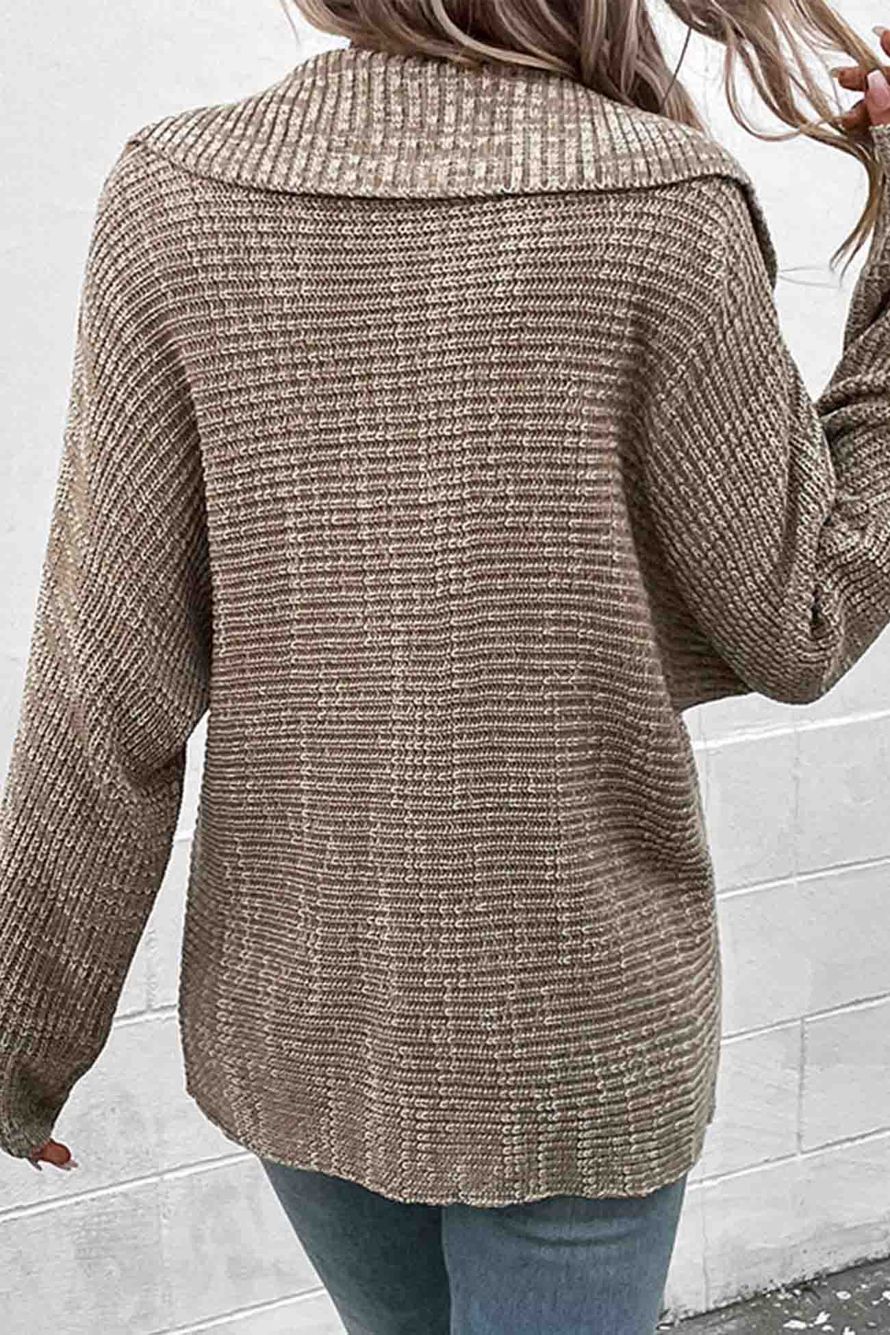Gertrud | Khaki long-sleeved sweater with lapels - Image 6