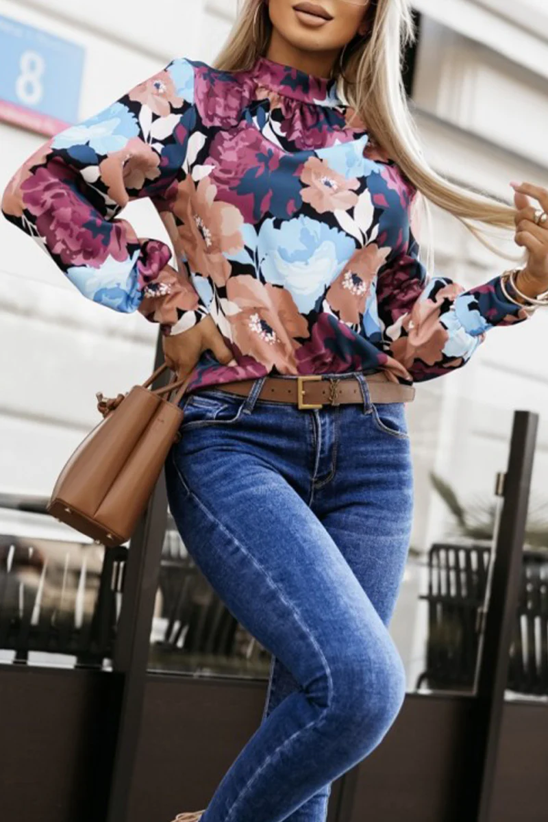 Gertrud | Street Daily floral half turtleneck top - Image 5