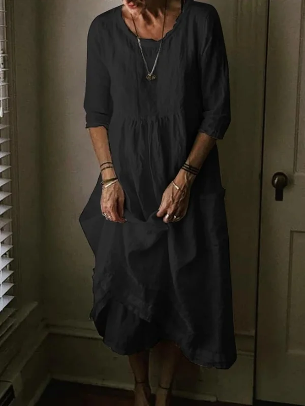 Gertrudis® | Round Neck, 3/4 Sleeves, Linen Blend - Image 2