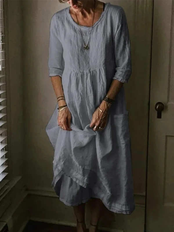 Gertrudis® | Round Neck, 3/4 Sleeves, Linen Blend - Image 3
