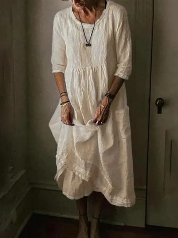Gertrudis® | Round Neck, 3/4 Sleeves, Linen Blend - Image 4
