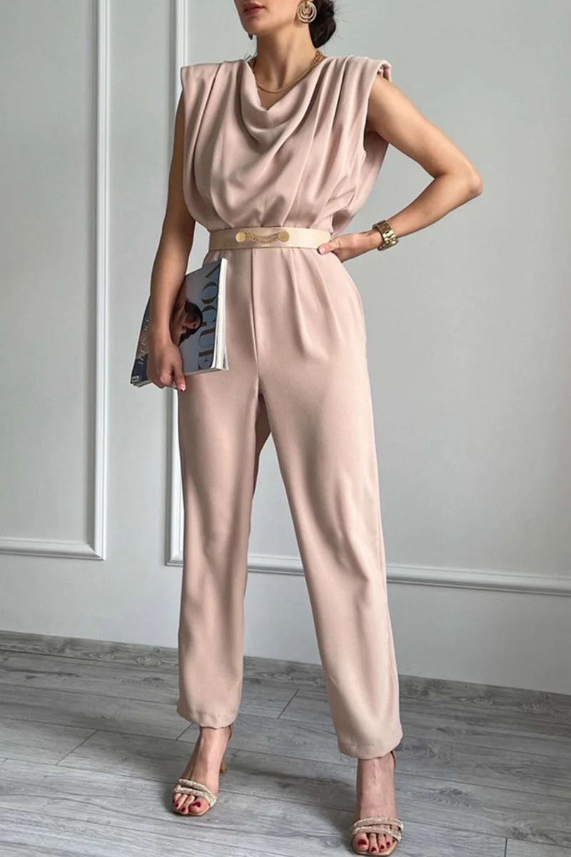 Gertrudis | Street Solid Patchwork Scoop Neck Regular Fit Jumpsuits - Image 2