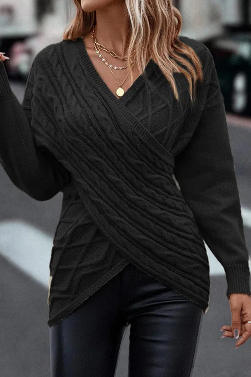 Gilda | Casual solid cross straps asymmetrical V-neck tops - Image 3