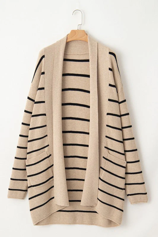 Gilda | Striped cardigan with side pockets and open front - Image 6