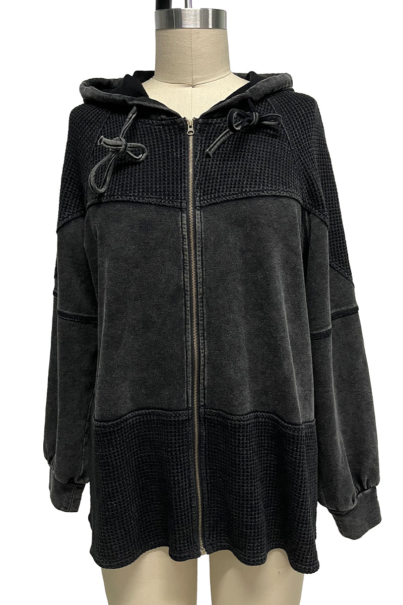 Gina | Casual solid make outerwear with zipper closure and hooded collar - Image 10