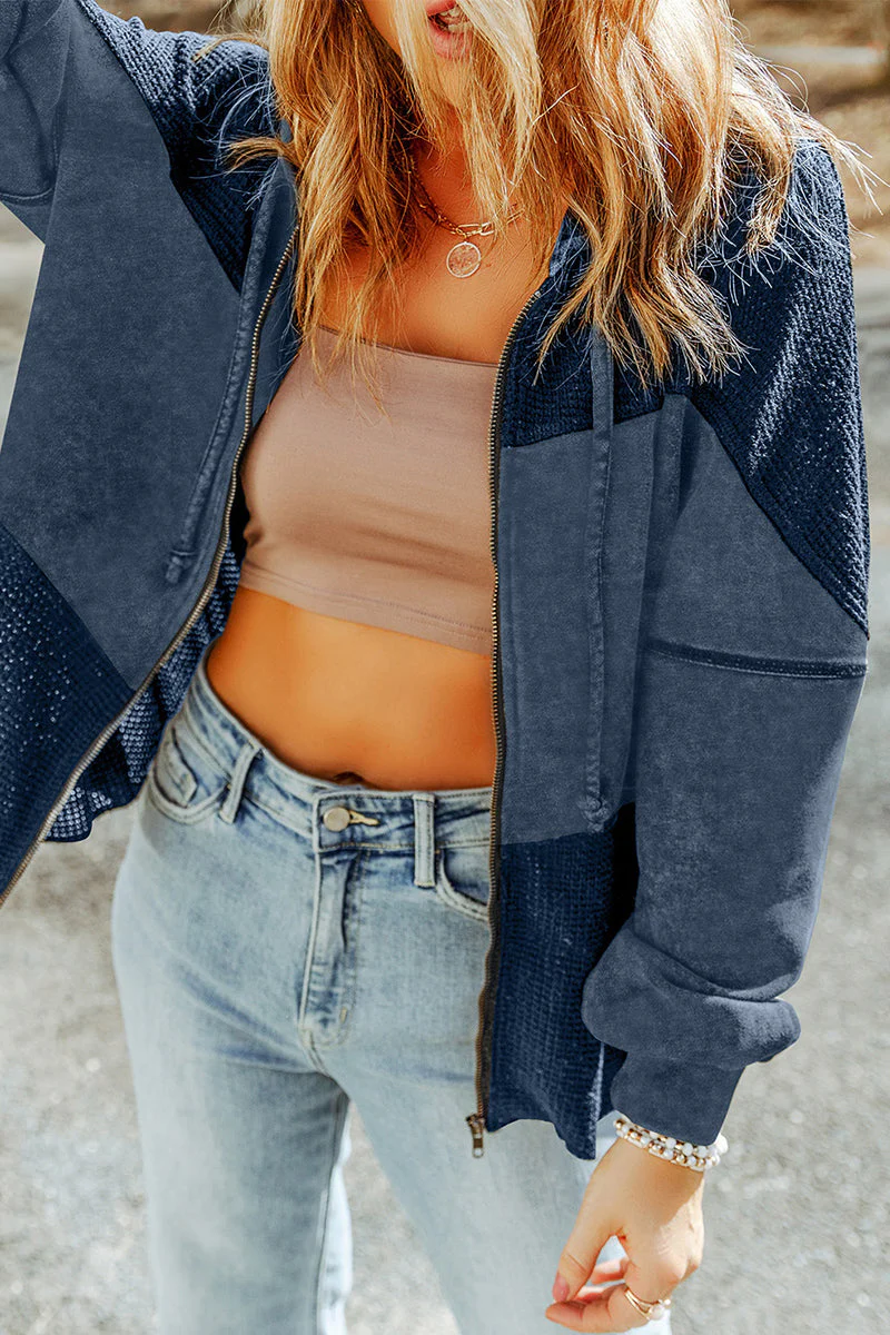 Gina | Casual solid make outerwear with zipper closure and hooded collar - Image 5