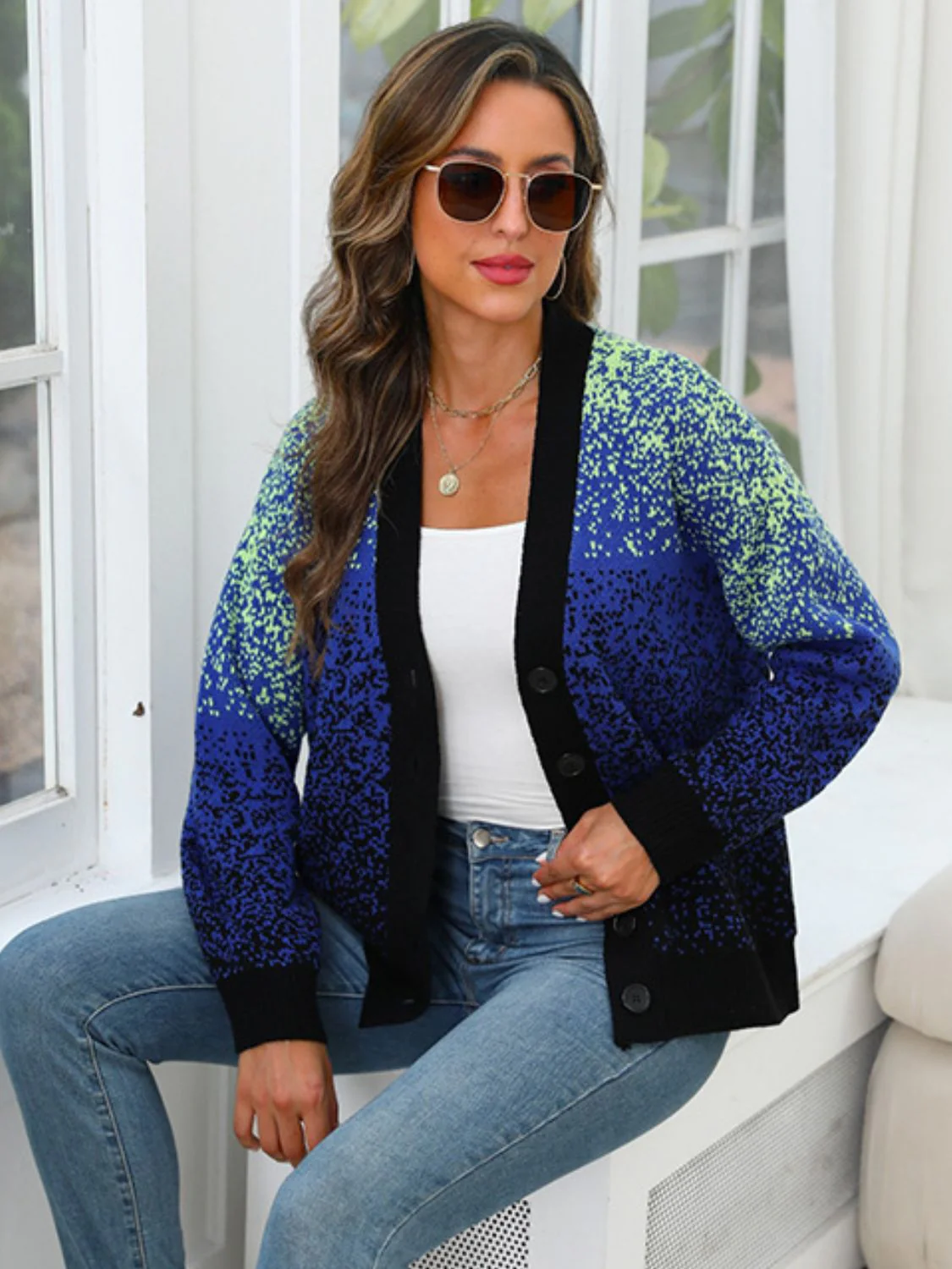 Gina | Long sleeve cardigan with buttons - Image 4