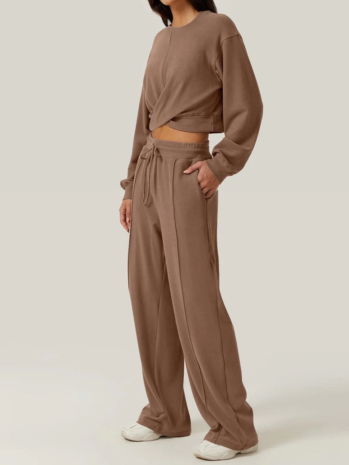 Gina | Set consisting of a crossover crew neck top and drawstring trousers - Image 3