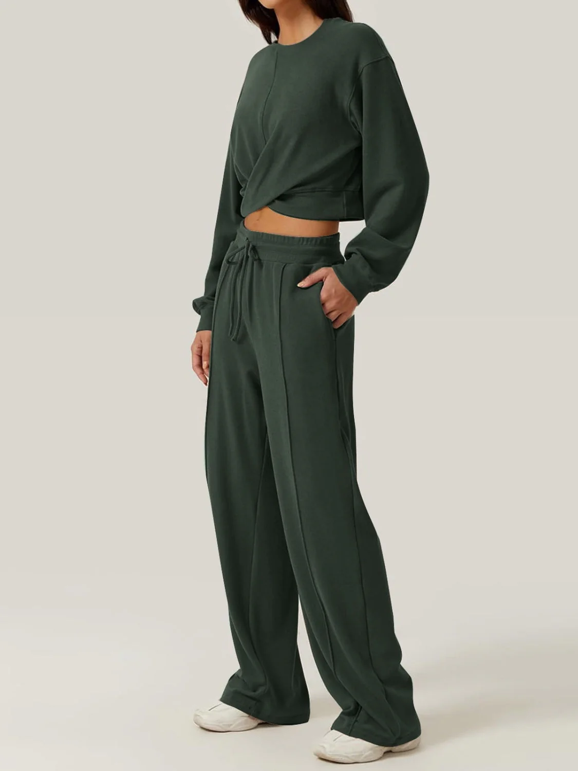 Gina | Set consisting of a crossover crew neck top and drawstring trousers - Image 9