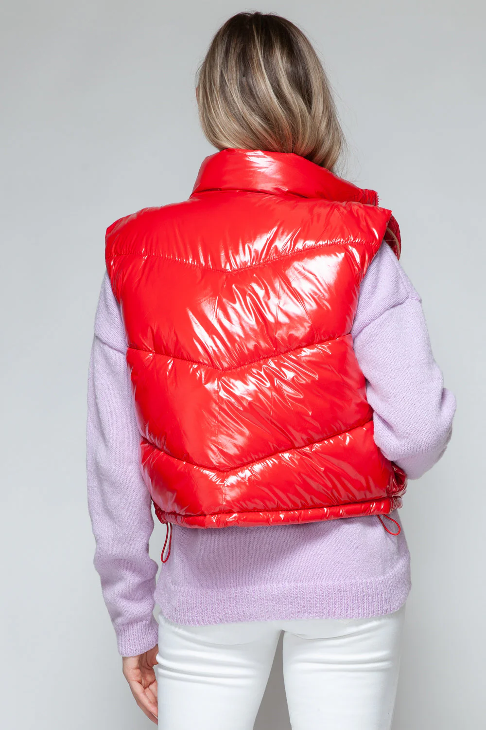 Gina | Snobish shiny quilted vest with turtleneck and zip - Image 3