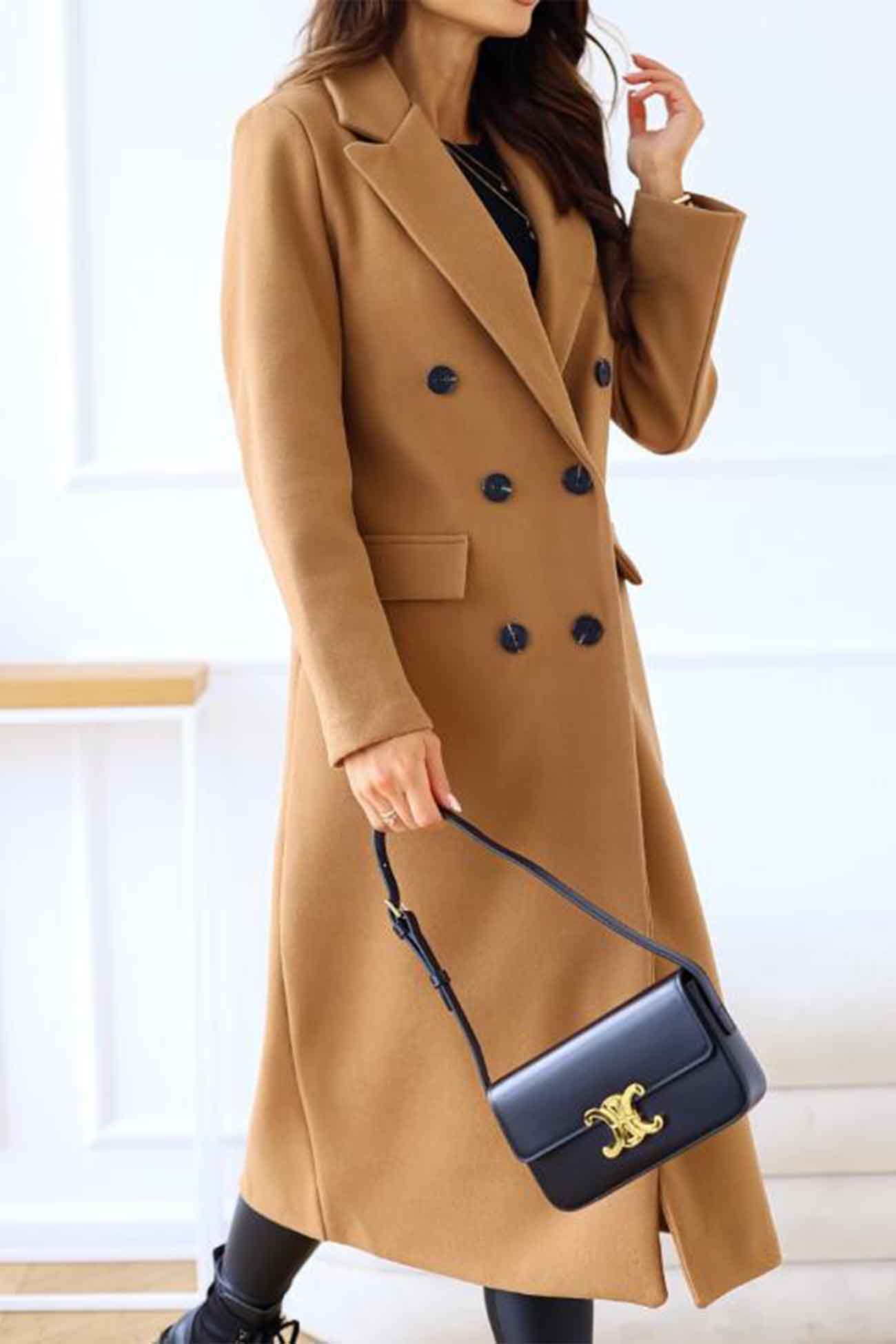 Giorgia | Double-breasted coat with lapels and long sleeves - Image 5