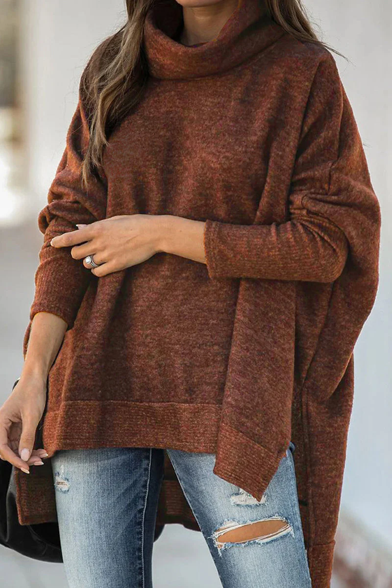 Giovanna | Casual solid patchwork turtleneck tops - Image 6