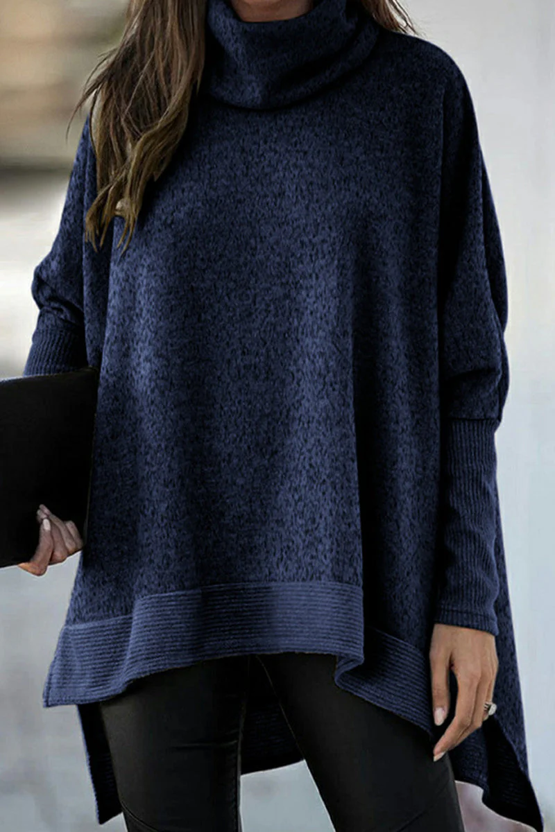 Giovanna | Casual solid patchwork turtleneck tops - Image 8