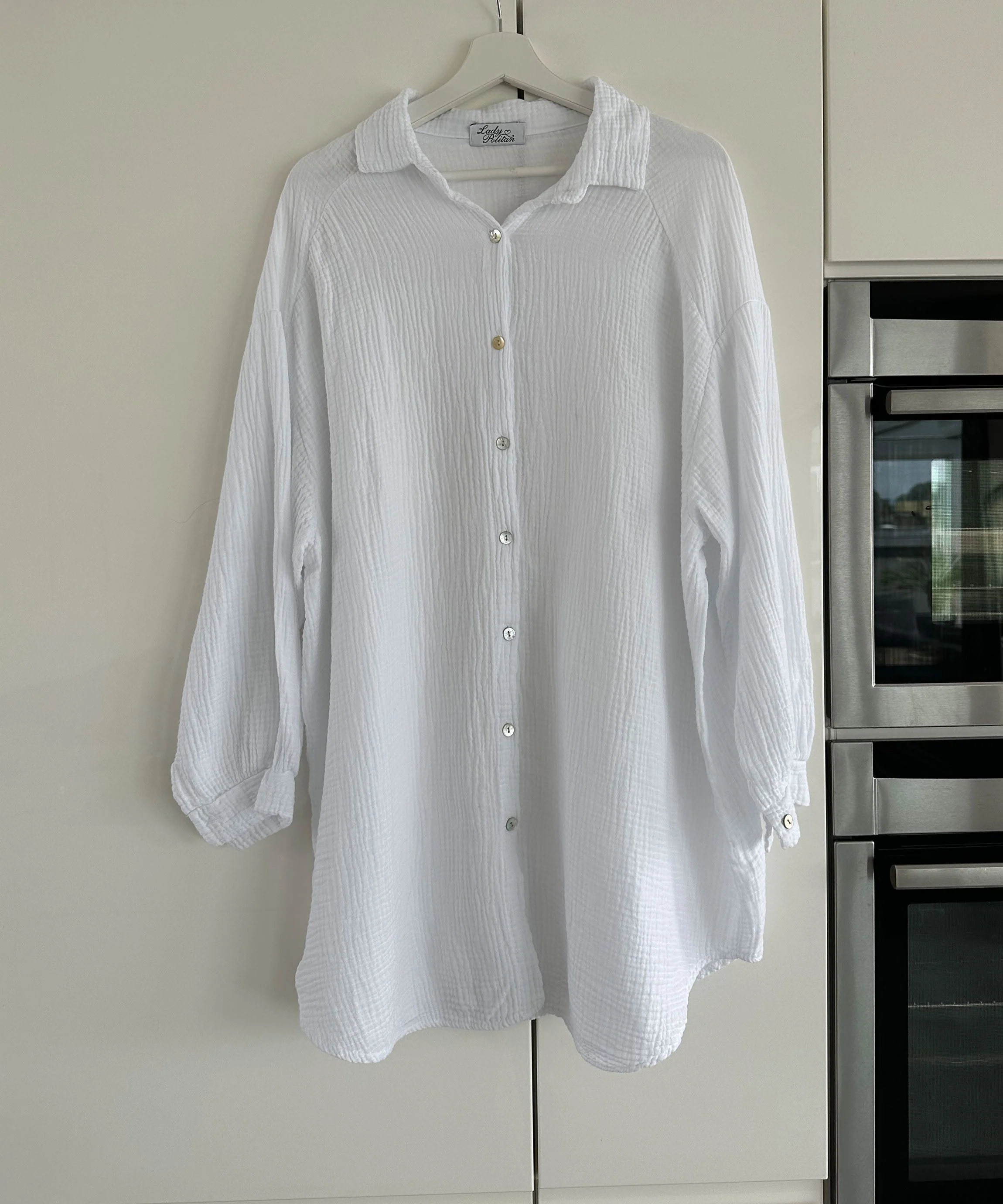 Giovanna® | Oversize Muslin Blouse Glitter Eye White - Image 4