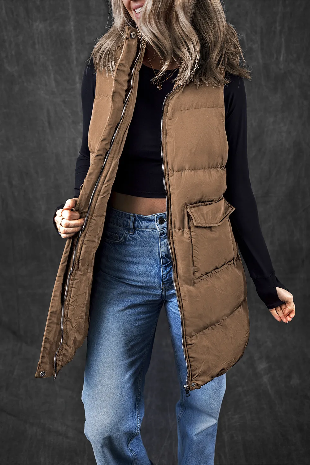 Giovanna | Vest coat with zip and pockets - Image 2