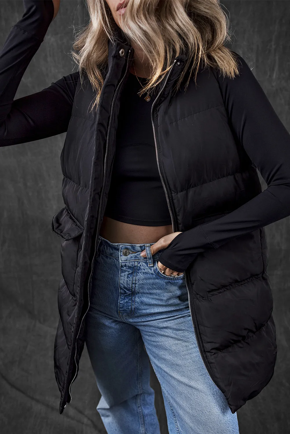 Giovanna | Vest coat with zip and pockets - Image 5