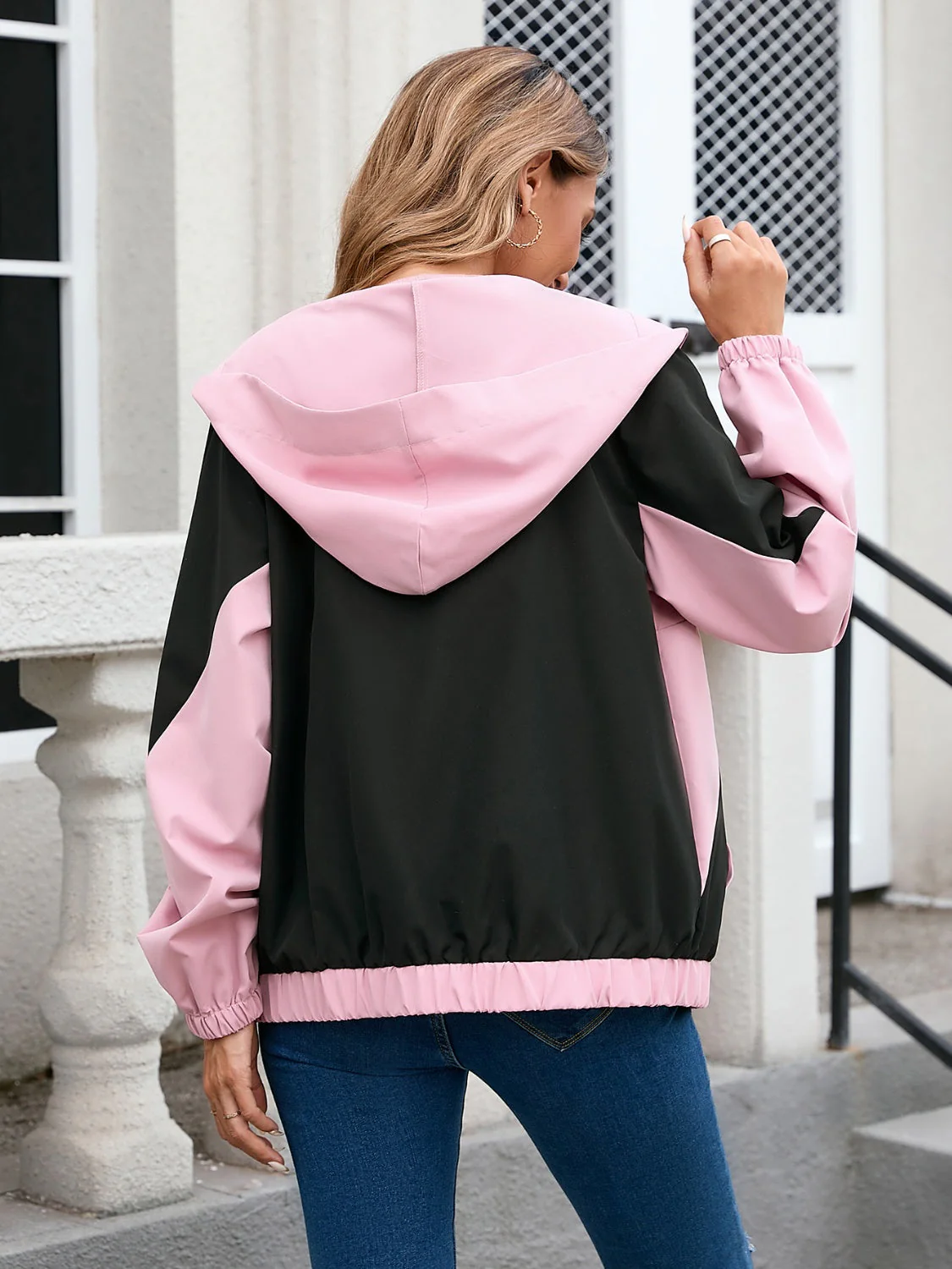 Gitta | Contrasting long sleeve zip hoodie - Image 2