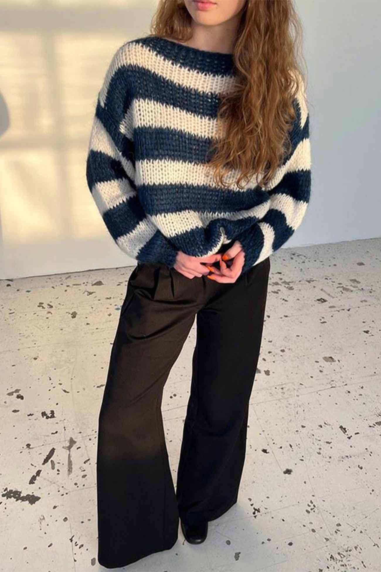 Gitta | Striped long-sleeved knitted sweater with dropped shoulders - Image 5