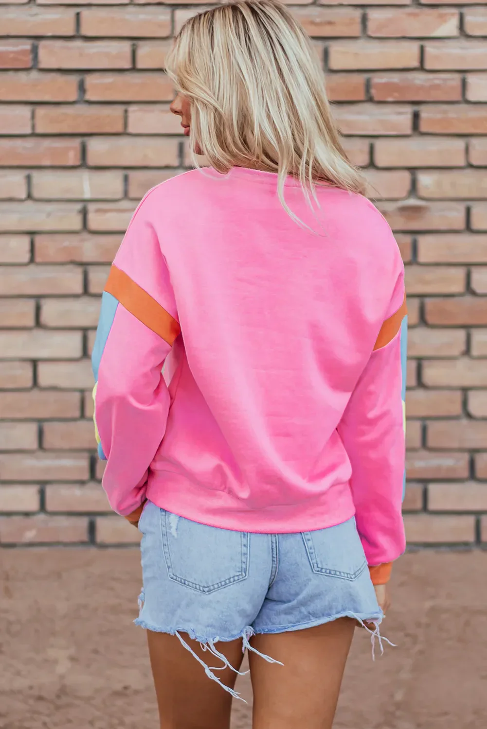 Giulia | Contrast color football long sleeve sweatshirt - Image 3