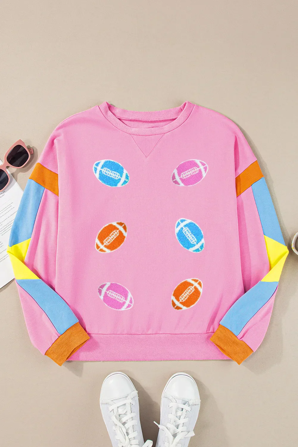 Giulia | Contrast color football long sleeve sweatshirt - Image 4