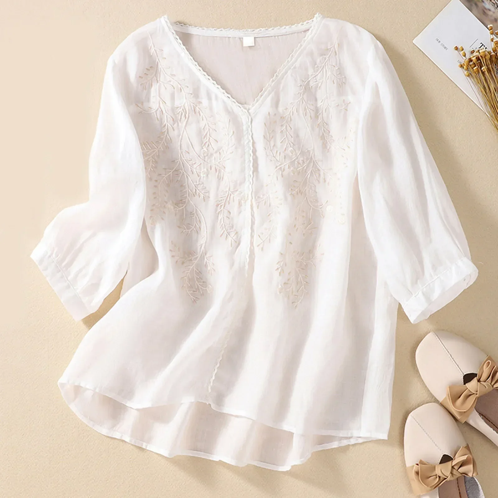 Giuliana® | Airy women's linen shirt - Image 4