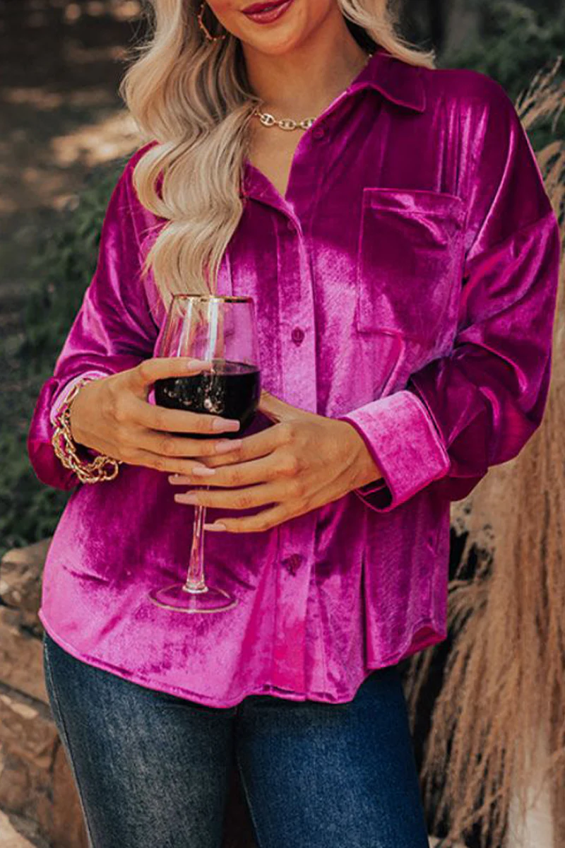 Glenda | Casual, solid patchwork tops with a turn-down collar - Image 5