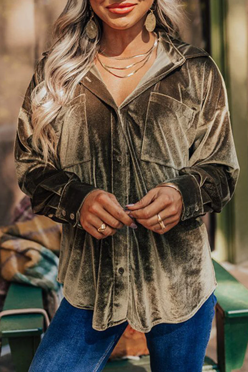 Glenda | Casual, solid patchwork tops with a turn-down collar - Image 8