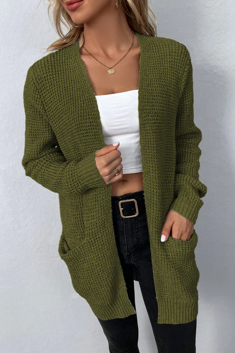 Gloria | Elegant solid color outerwear with V-neck and pocket - Image 4