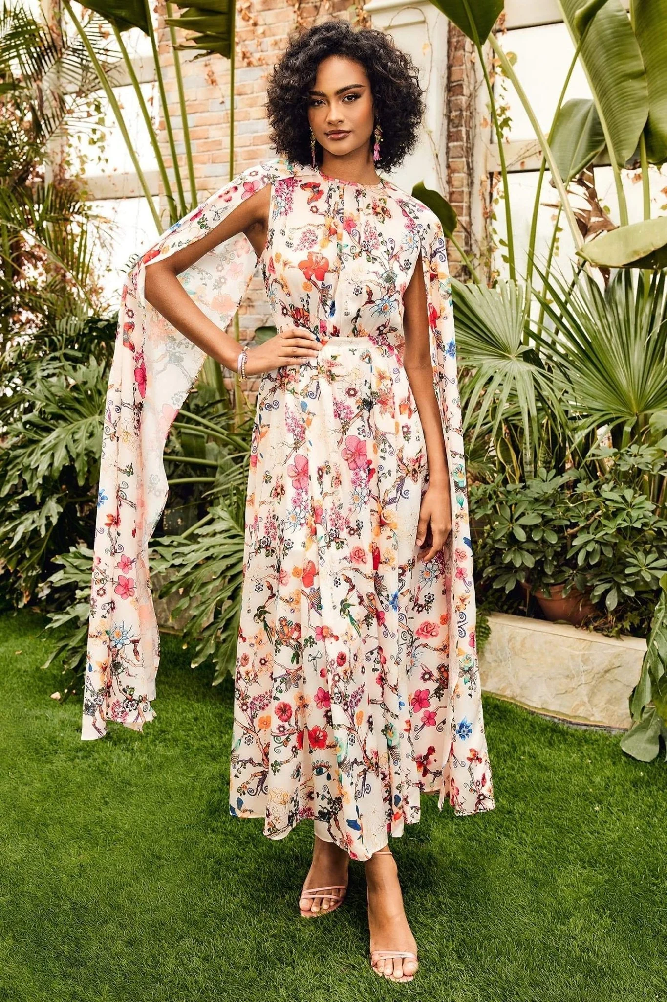 Gloria® | Round-Neck Cape-Sleeve Maxi Dress - Image 5