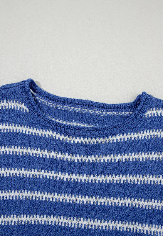 Gloria | Striped crew neck sweater with dropped shoulders - Image 11
