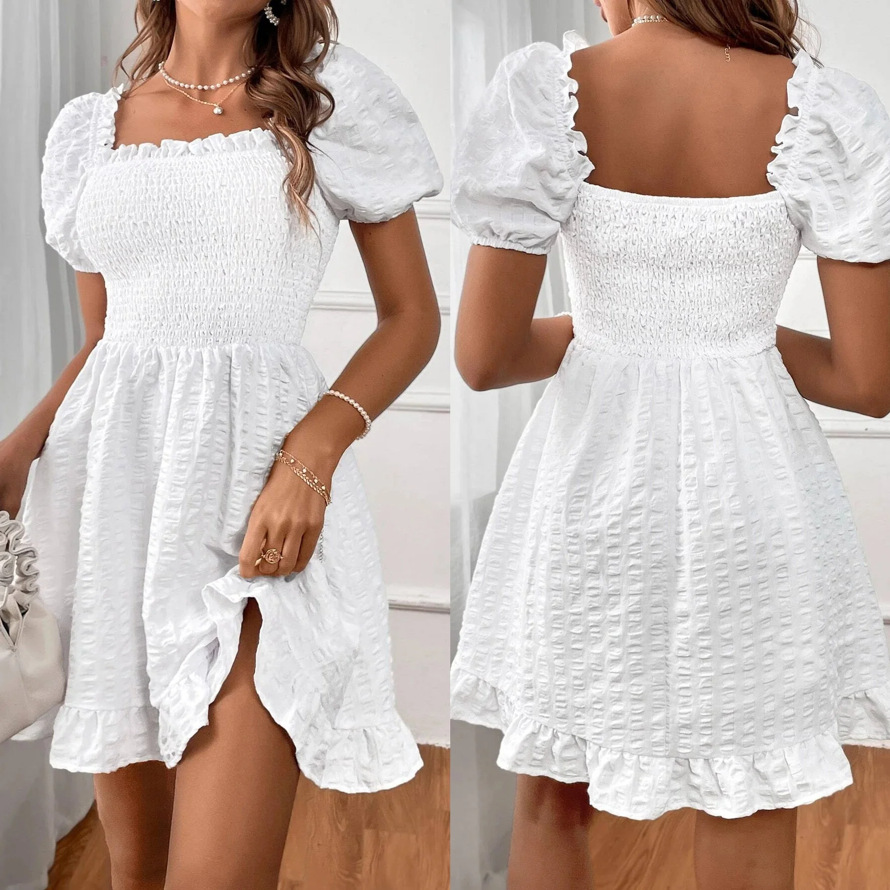 Graciela® | Women'S Beach Dress With Casual Smocked Top And Charming Ruffle Hem