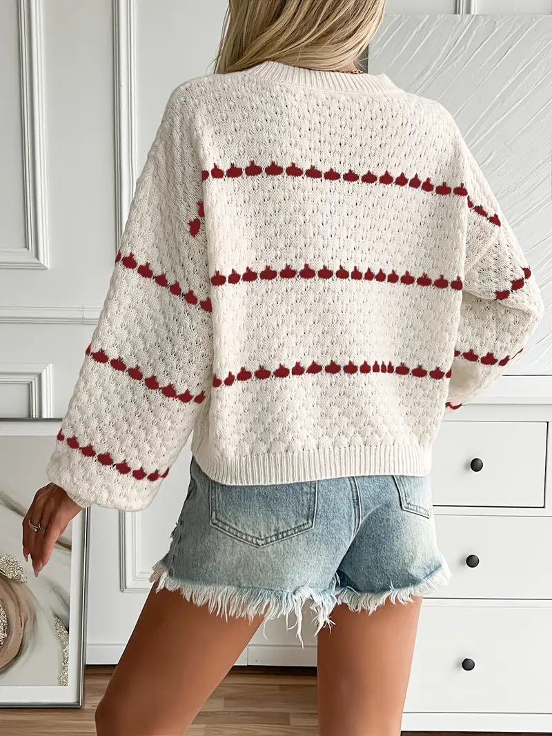 Greta | Elegant knitted sweater with a crew neck - Image 10