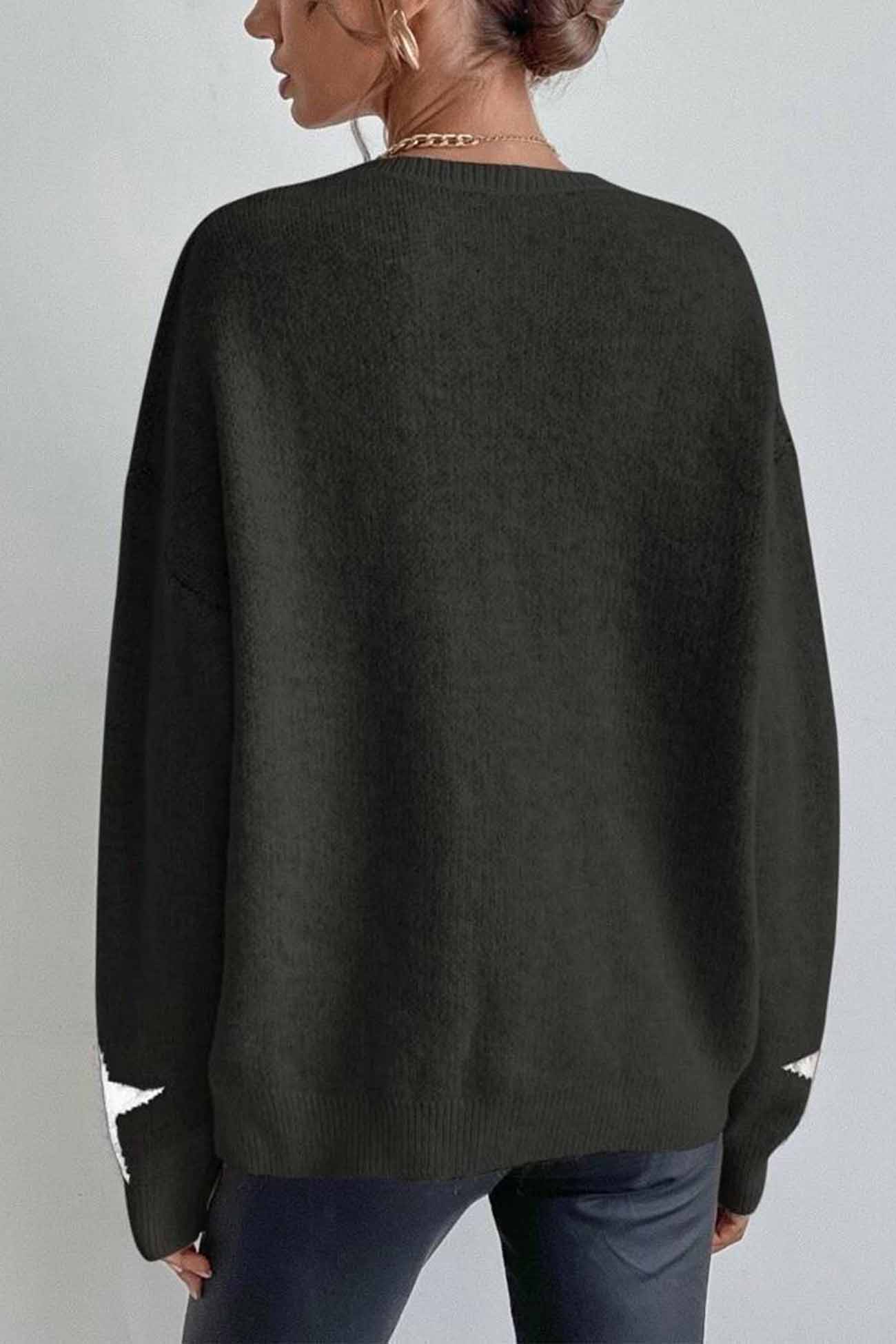 Greta | Long-sleeved knitted jumper with a crew neck and a star pattern - Image 13