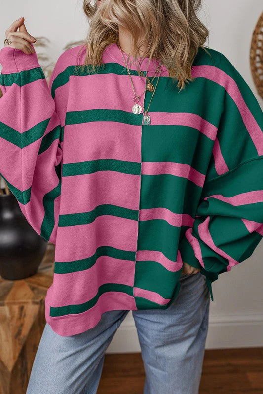 Greta | Oversized contrast printed top with dropped shoulders - Image 2