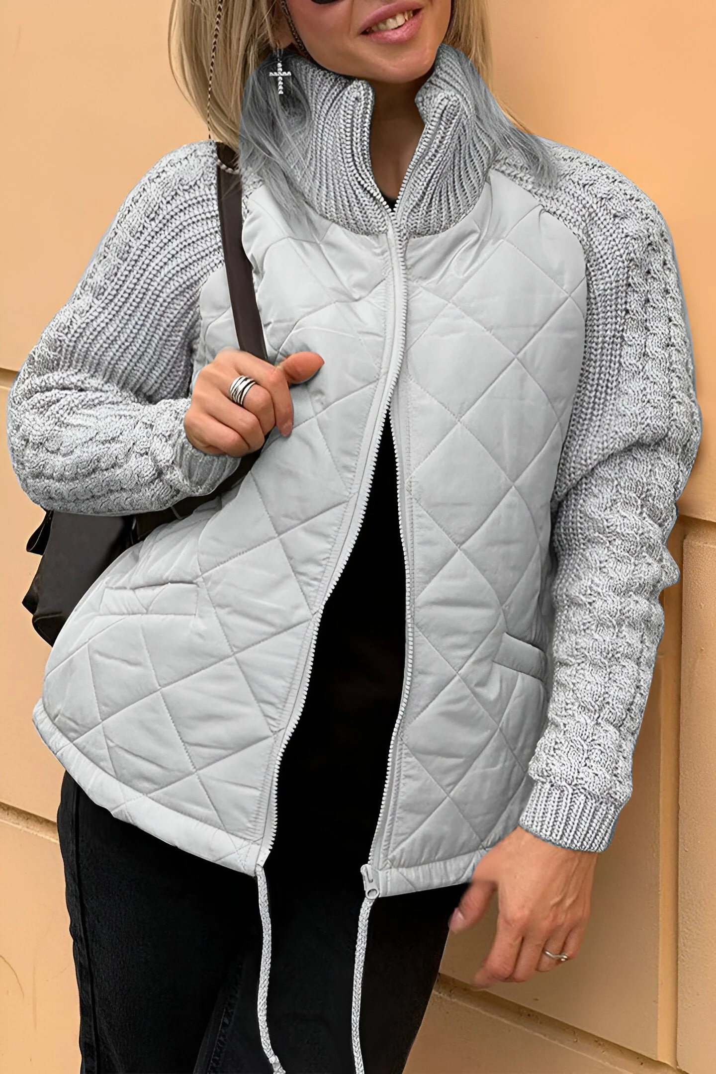 Guadalupe | Knitted patchwork zip jacket - Image 5