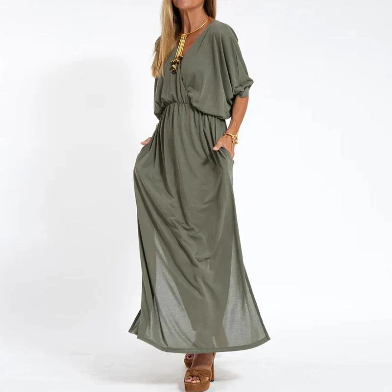 Guadalupe® | Long Vintage Dress With Side Slit And High Waist Hen