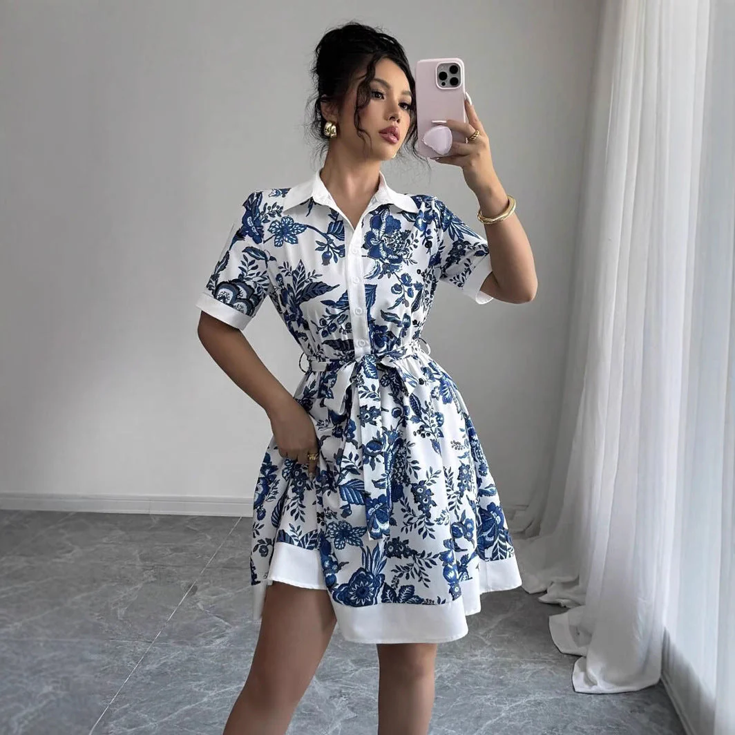 Guadalupe® | Women'S Floral Print Shirt Dress With Belt - Image 3
