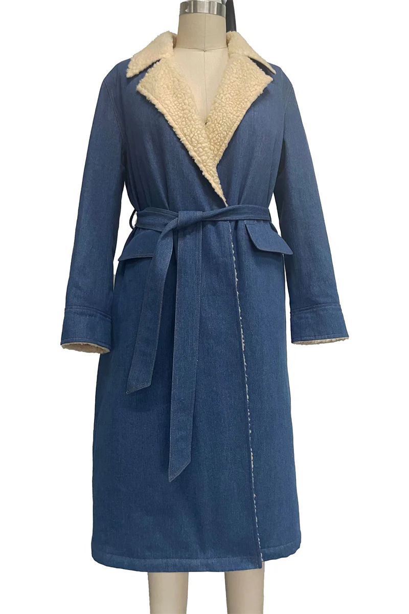 Gudrun | Casual street pocket outerwear with lace up and patchwork turn down collar - Image 10