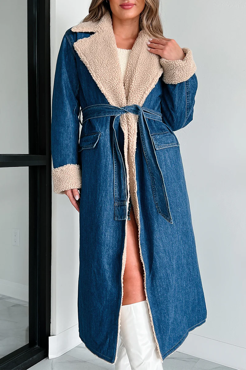 Gudrun | Casual street pocket outerwear with lace up and patchwork turn down collar - Image 7